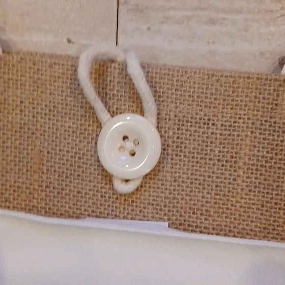 "Hello Weekend" Natural Burlap Tote Bag - Picture 3 of 7